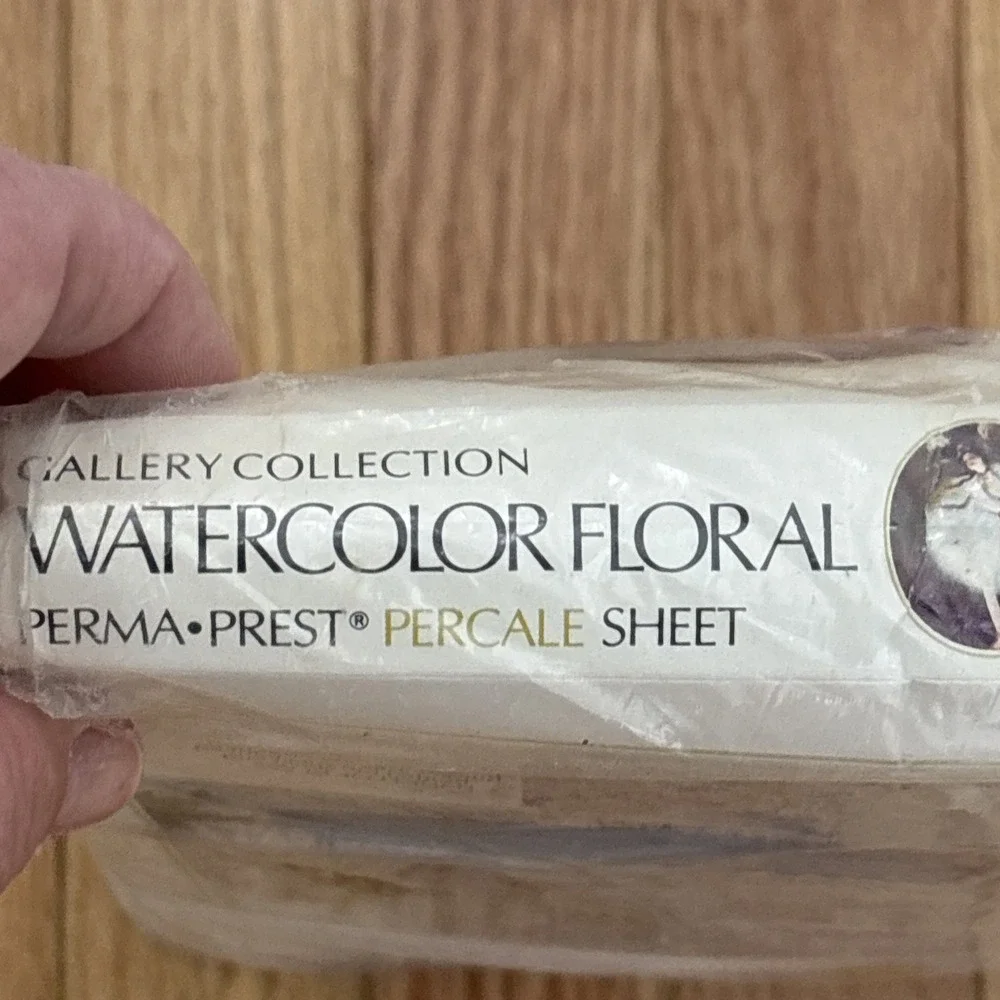 Vintage Sears Gallery Collection Watercolor Floral Flat Percale Full Size New